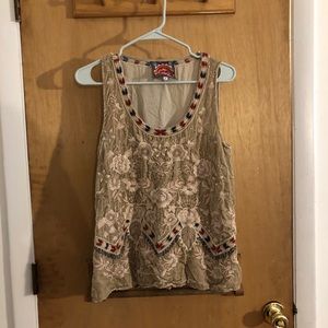 Beautiful Johnny Was Velvet Embroidered Shirt